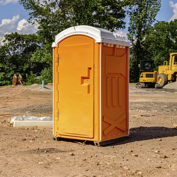 how often are the portable restrooms cleaned and serviced during a rental period in Ashton IL